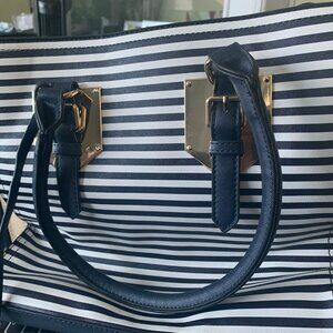Vintage Inspired Blue Striped Handbag